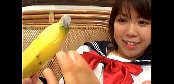  Ai Kazumi in school uniform sucks cock and gets banana in pussy - More at hotajp.com